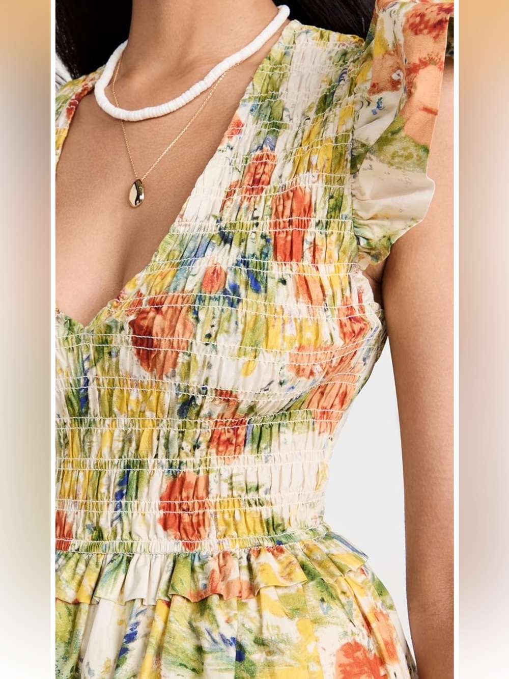 OPT Phoebe cotton Floral V-Neck Tiered Maxi Dress - Picture 3 of 16